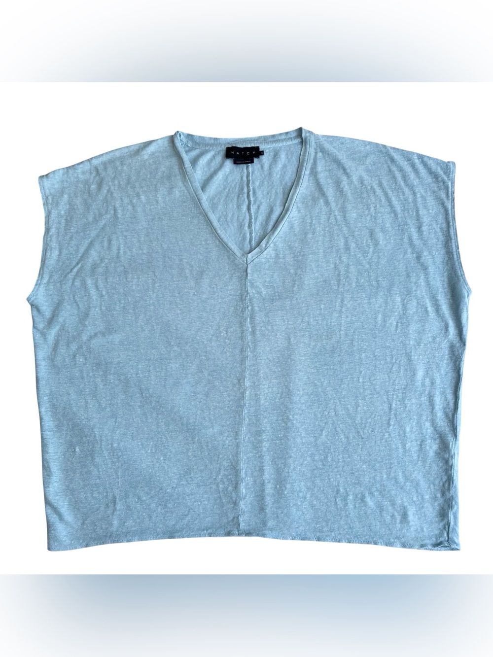 Hatch 100% Organic Jersey Linen Tee Size 2 Light Blue Boxy Fit Minimalist Basic